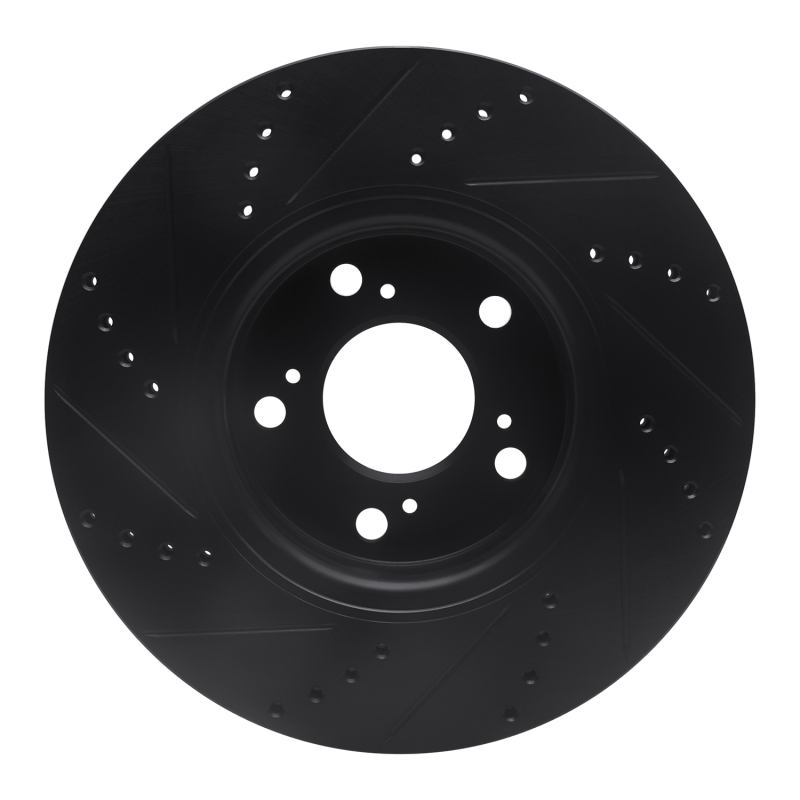 Acura RLX Brake Rotor (1) - Front Right - R1 Concepts - Drilled & Slotted - Black - `14-`20